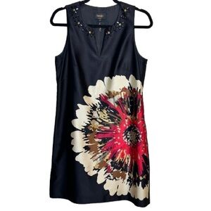 Laundry by Shelly Segal Silk Sleeveless V-neck Black Floral Print Dress Size 6